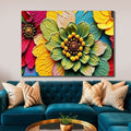 Vibrant 3D Sunflower Floral Abstract Canvas Wall Art