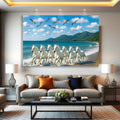 Majestic White Horses Ocean Splash Canvas Wall Art