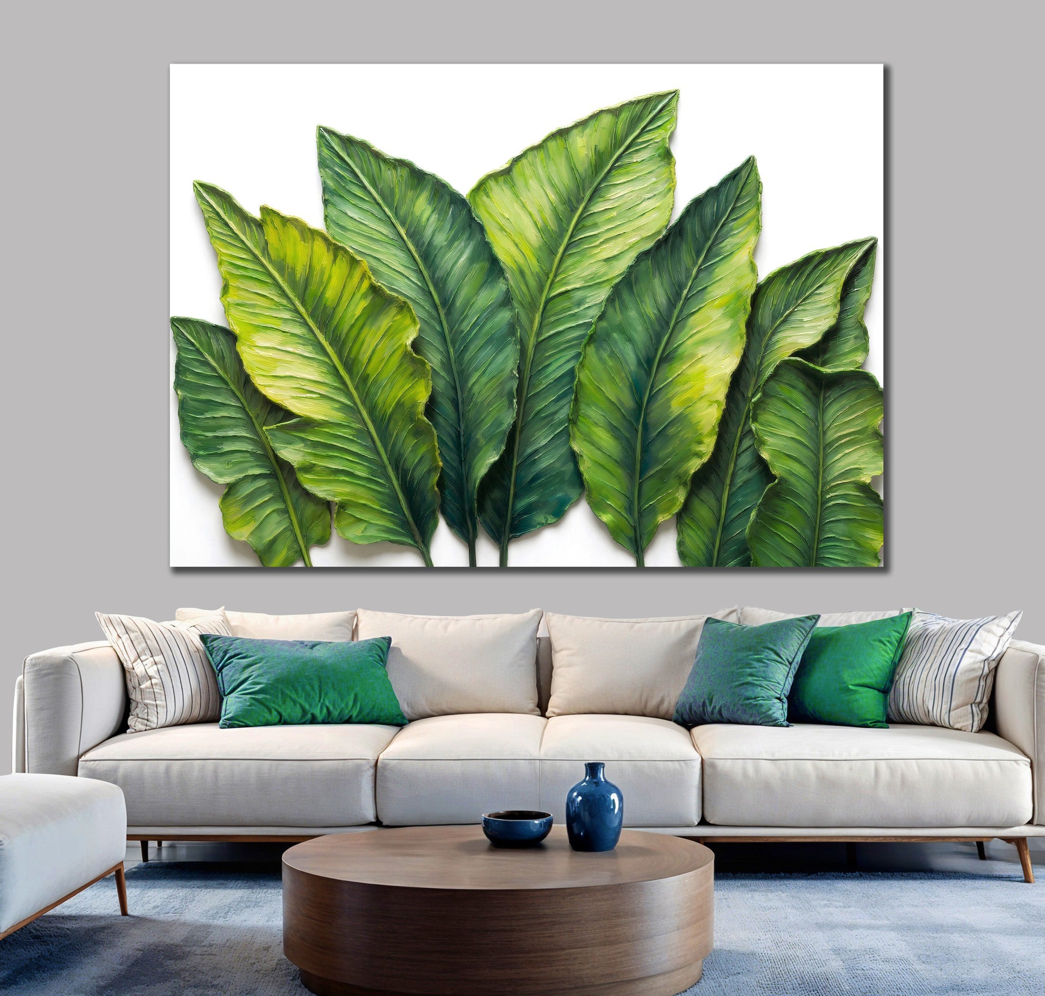 Vibrant Tropical Green Leaves Canvas Wall Art