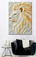 Majestic White Lion Abstract Canvas Wall Art