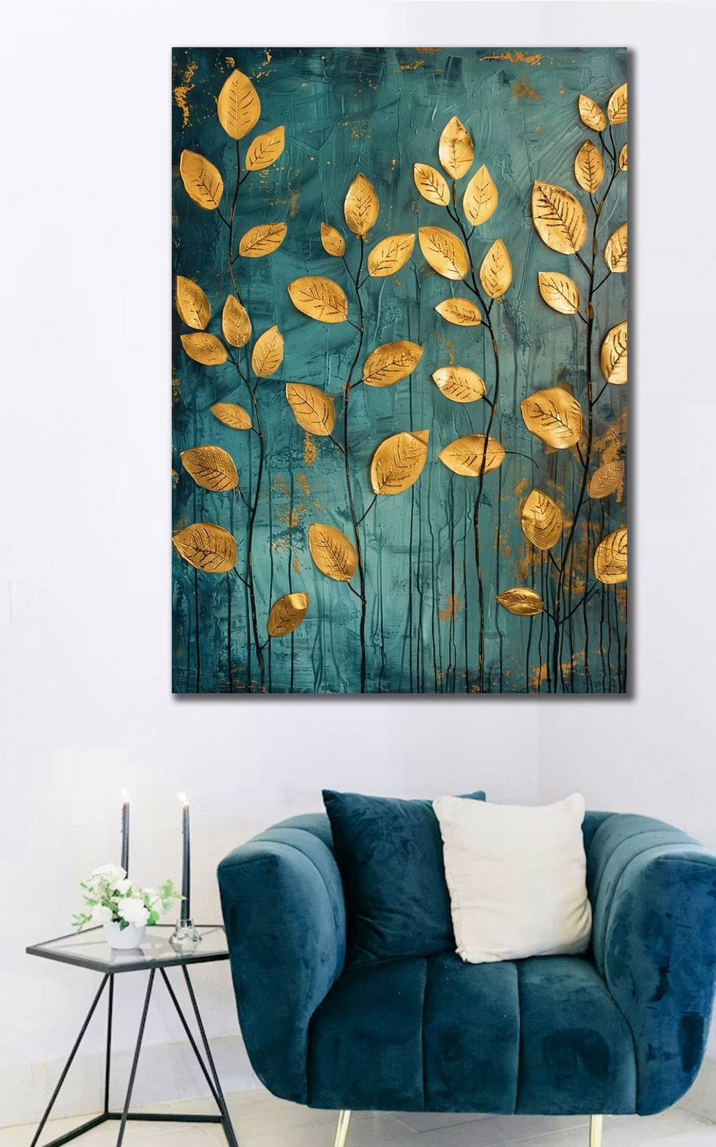 Abstract Golden Forest Canvas Wall Art