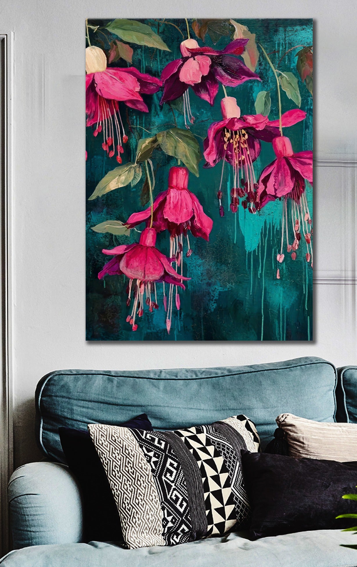 Vibrant Magenta Floral Abstract Canvas Wall Art