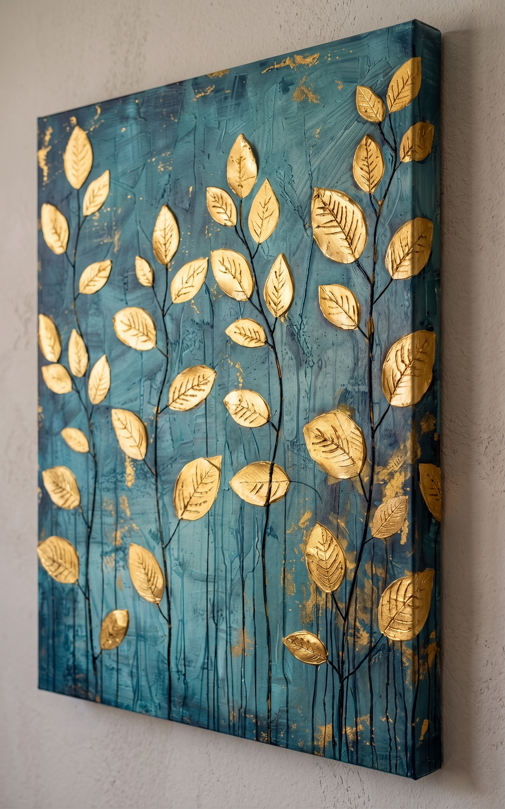 Abstract Golden Forest Canvas Wall Art