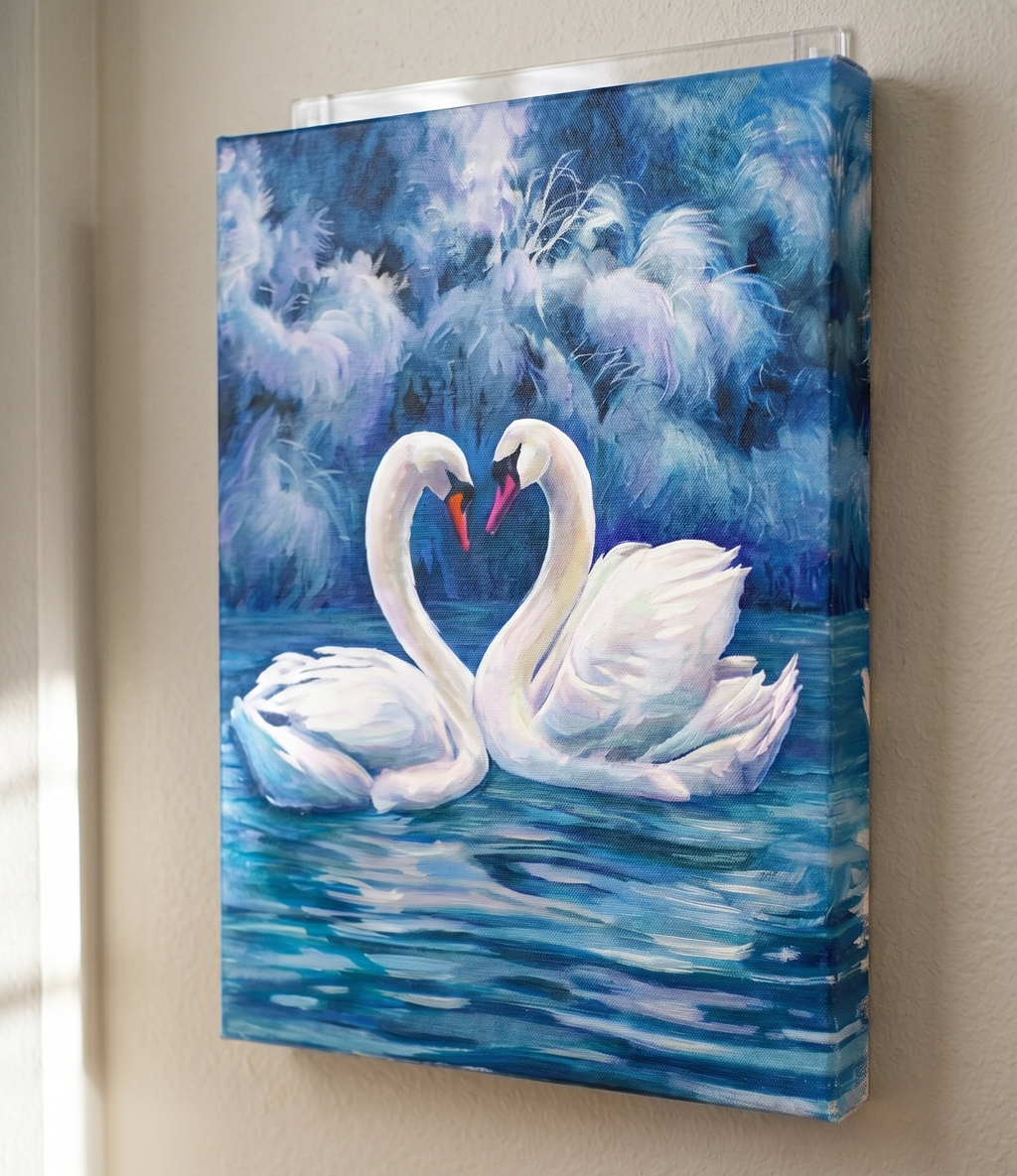 Elegant White Swans Abstract Canvas Wall Art