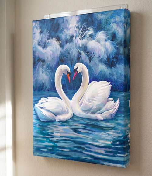 Elegant White Swans Abstract Canvas Wall Art