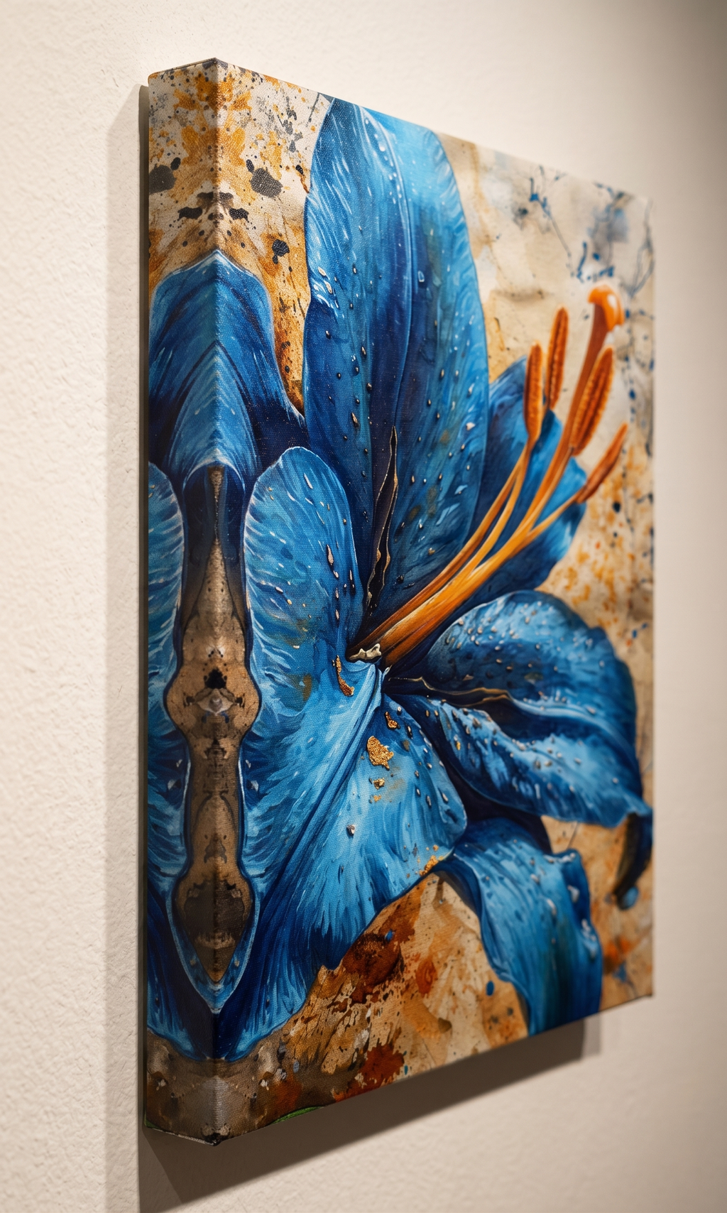 Abstract Blue Flower Canvas Wall Art