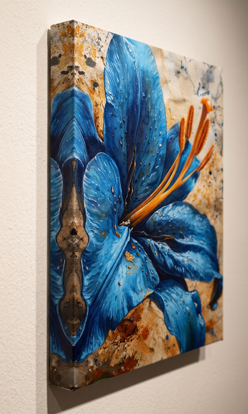 Abstract Blue Flower Canvas Wall Art