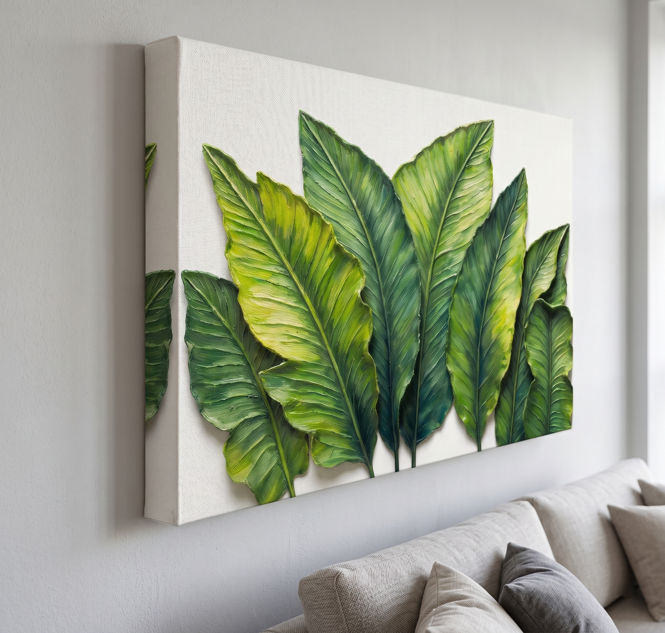 Vibrant Tropical Green Leaves Canvas Wall Art