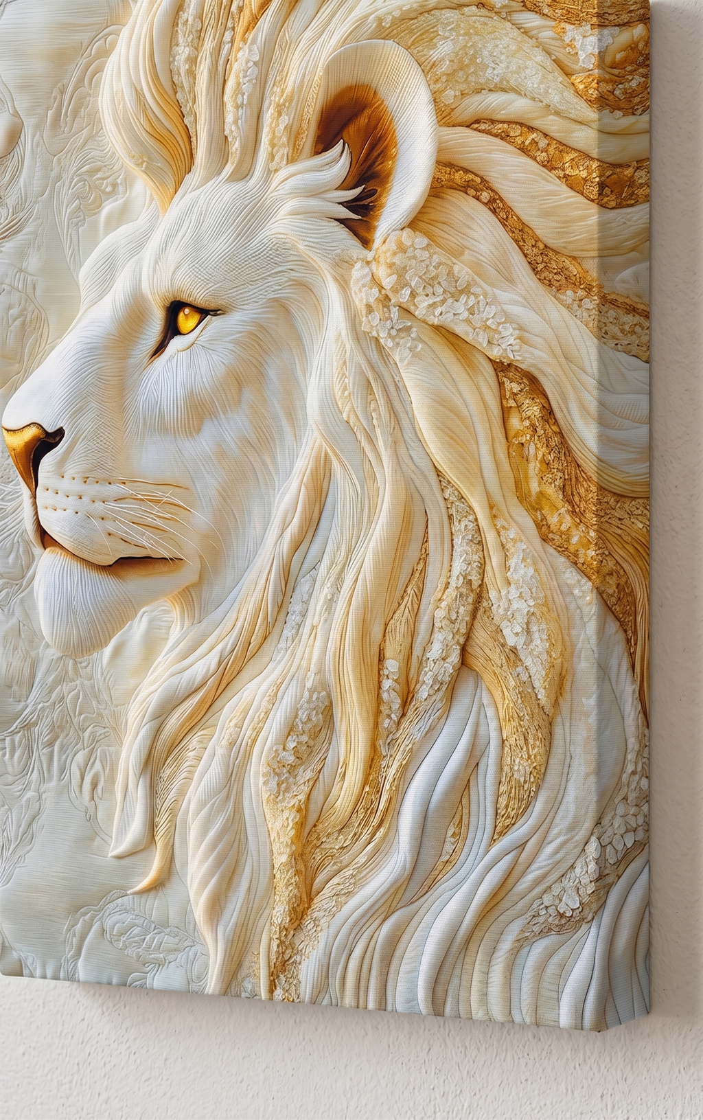 Majestic White Lion Abstract Canvas Wall Art