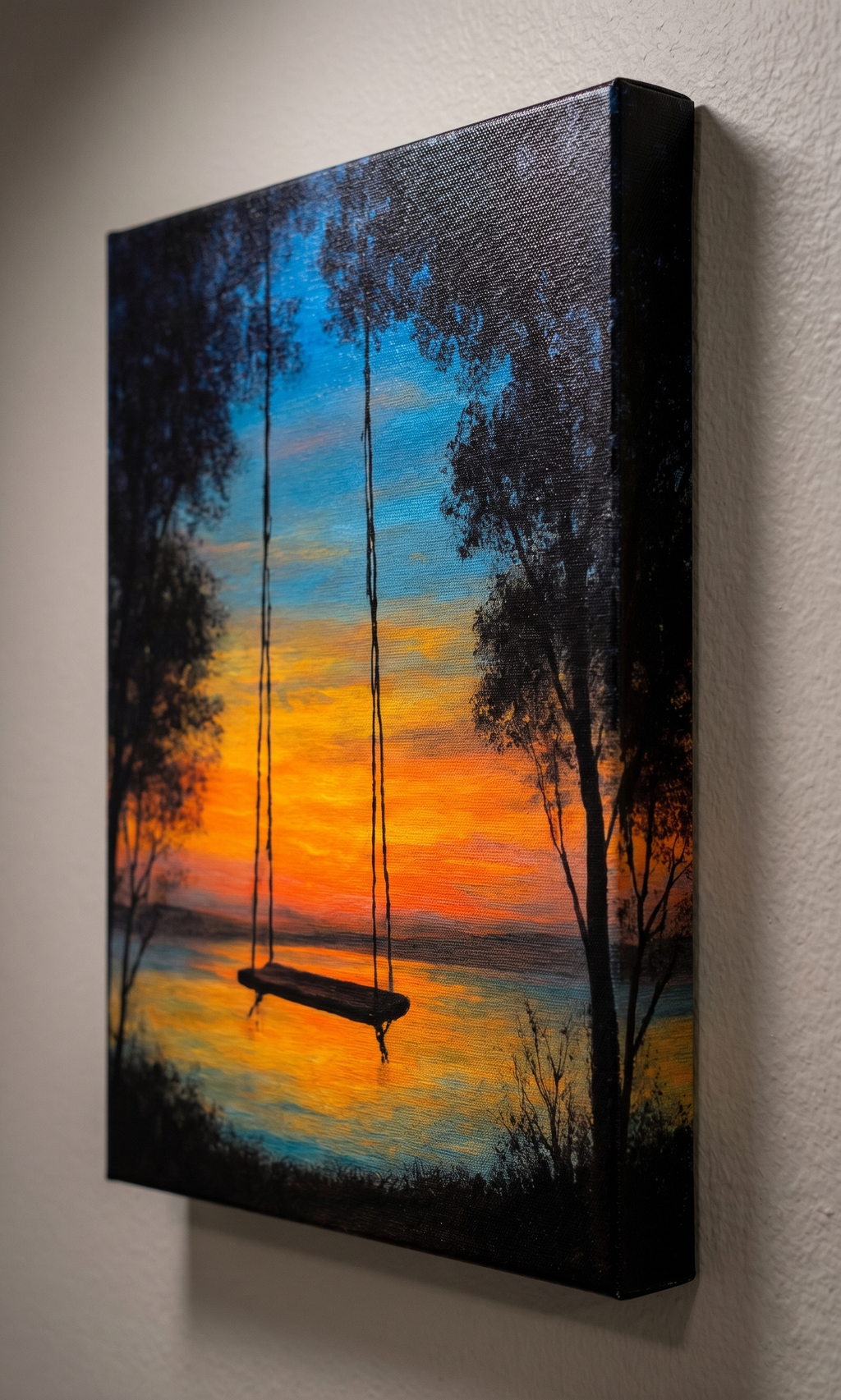 Serene Sunset Boat Abstract Canvas Wall Art